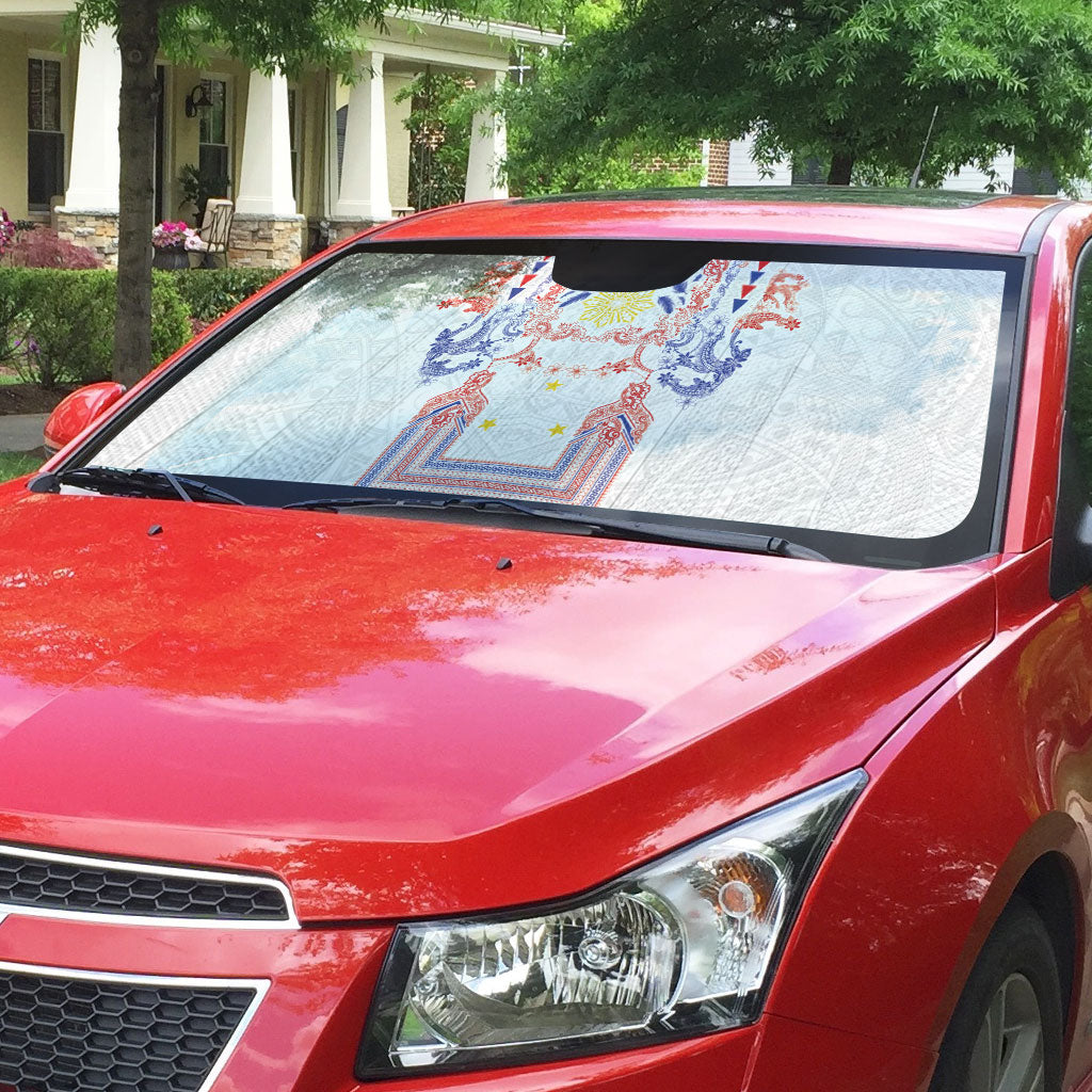 Philippines Barong Style Auto Sun Shade Polynesian Kakau Art Tattoos with Tribal Filipino Sun
