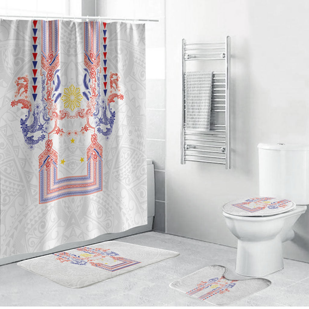 Philippines Barong Style Bathroom Set Polynesian Kakau Art Tattoos with Tribal Filipino Sun LT03 Bathroom Set (4 pcs) White - Polynesian Pride