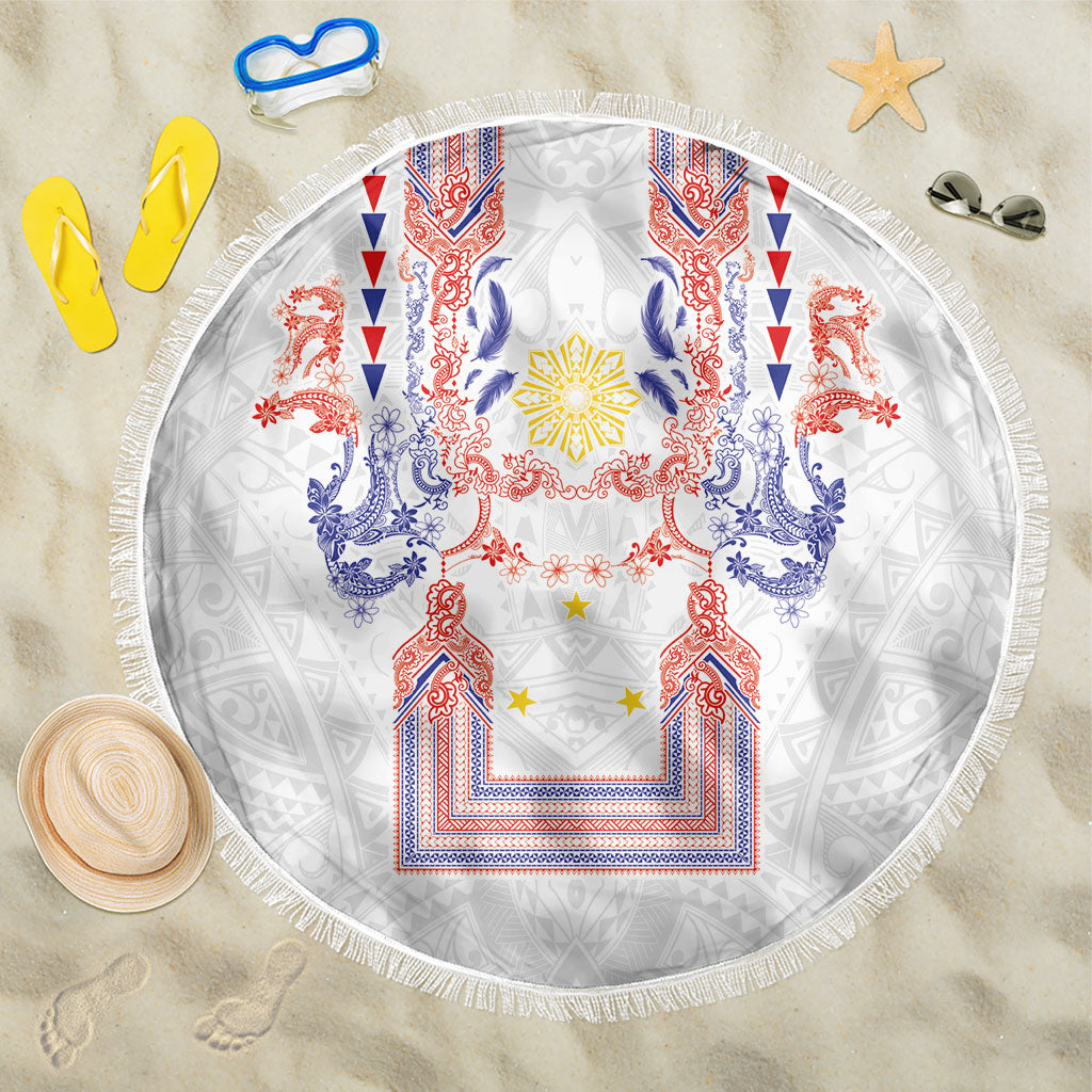 Philippines Barong Style Beach Blanket Polynesian Kakau Art Tattoos with Tribal Filipino Sun