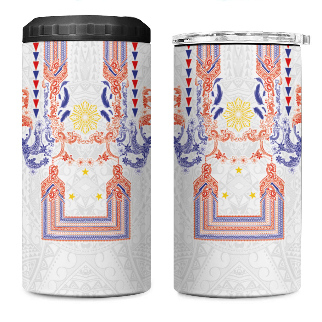 Philippines Barong Style 4 in 1 Can Cooler Tumbler Polynesian Kakau Art Tattoos with Tribal Filipino Sun LT03 One Size: 16 oz White - Polynesian Pride