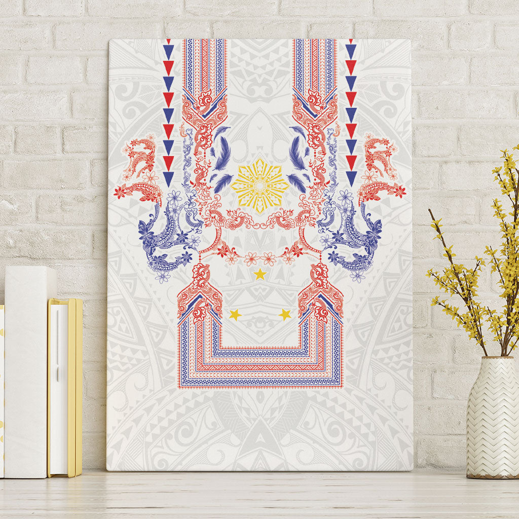 Philippines Barong Style Canvas Wall Art Polynesian Kakau Art Tattoos with Tribal Filipino Sun LT03 Without Frame White - Polynesian Pride