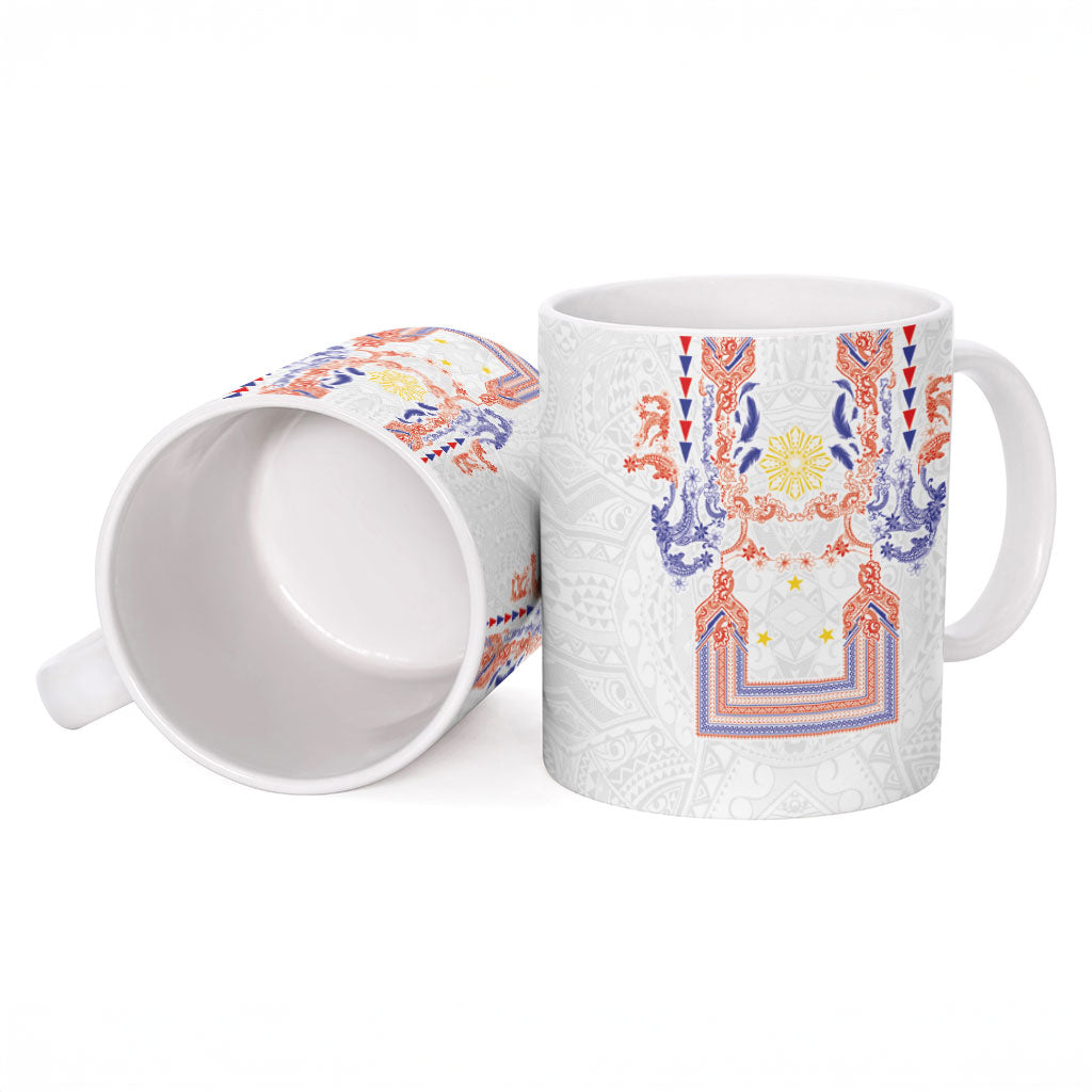 Philippines Barong Style Ceramic Mug Polynesian Kakau Art Tattoos with Tribal Filipino Sun