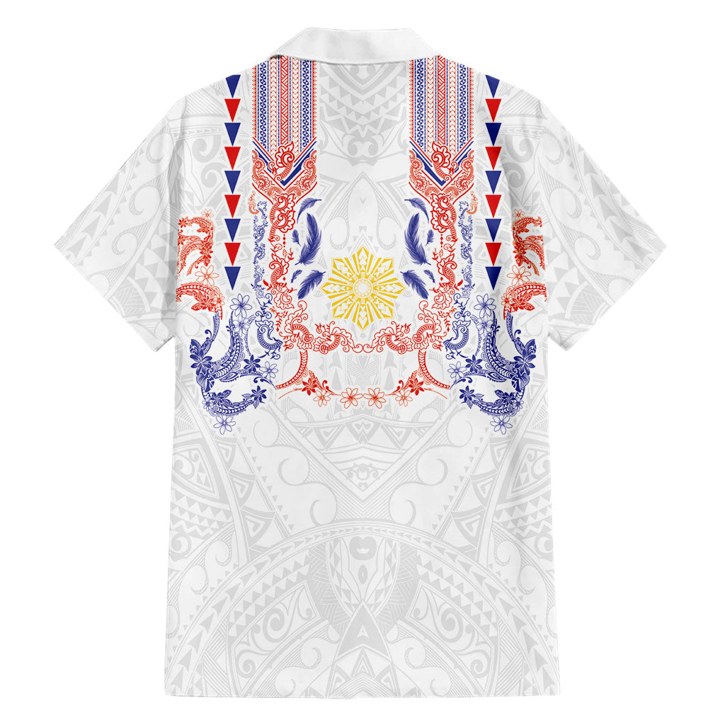 Philippines Barong Style Family Matching Tank Maxi Dress and Hawaiian Shirt Polynesian Kakau Art Tattoos with Tribal Filipino Sun LT03 - Polynesian Pride