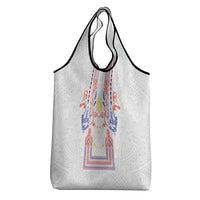 Philippines Barong Style Grocery Bag Polynesian Kakau Art Tattoos with Tribal Filipino Sun