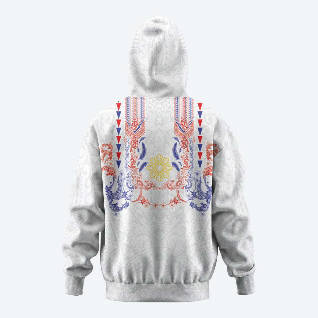 Philippines Barong Style Hoodie Polynesian Kakau Art Tattoos with Tribal Filipino Sun LT03 - Polynesian Pride