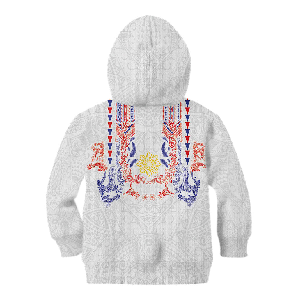 Philippines Barong Style Kid Hoodie Polynesian Kakau Art Tattoos with Tribal Filipino Sun LT03 - Polynesian Pride