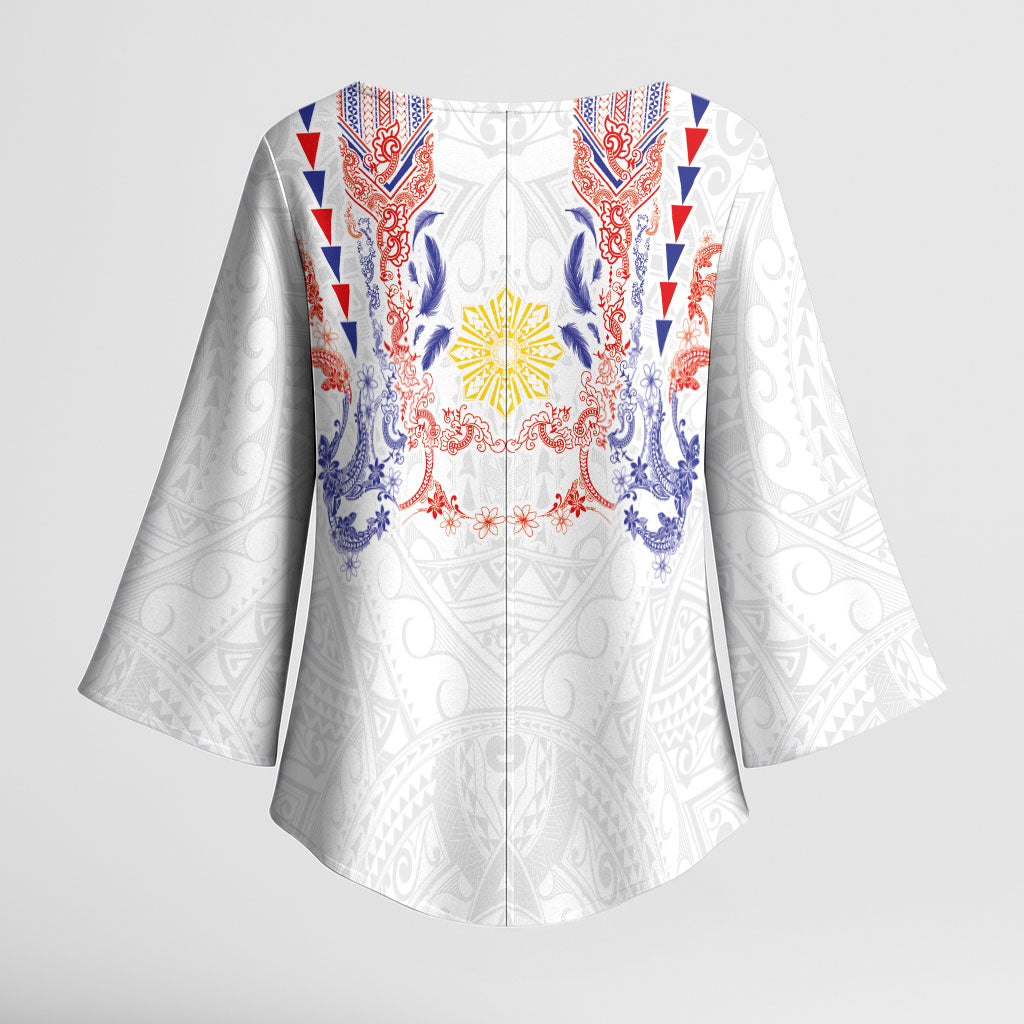Philippines Barong Style Kimono Sleeve Blouse Polynesian Kakau Art Tattoos with Tribal Filipino Sun LT03 - Polynesian Pride