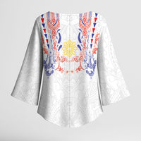 Philippines Barong Style Kimono Sleeve Blouse Polynesian Kakau Art Tattoos with Tribal Filipino Sun LT03 - Polynesian Pride