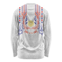 Philippines Barong Style Long Sleeve Shirt Polynesian Kakau Art Tattoos with Tribal Filipino Sun LT03 - Polynesian Pride