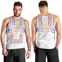 Philippines Barong Style Men Tank Top Polynesian Kakau Art Tattoos with Tribal Filipino Sun