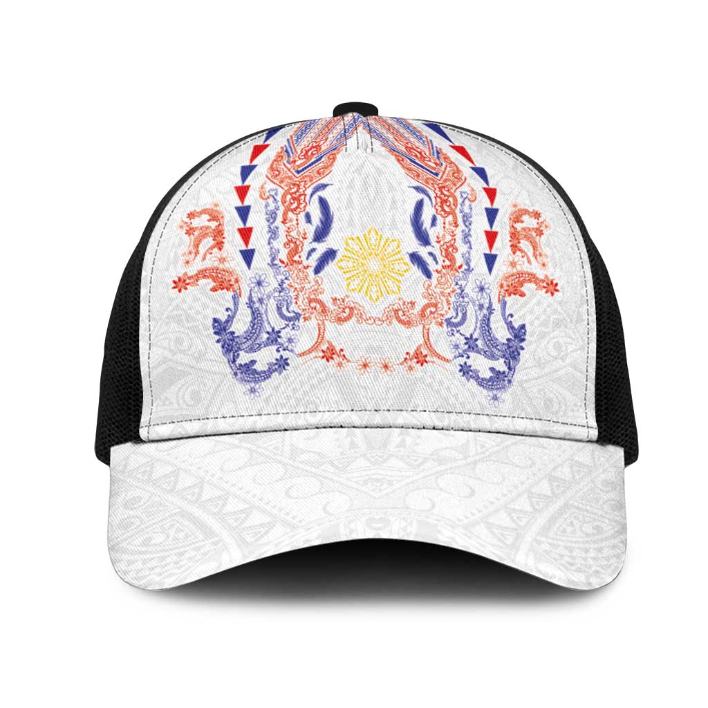 Philippines Barong Style Mesh Trucker Cap Polynesian Kakau Art Tattoos with Tribal Filipino Sun