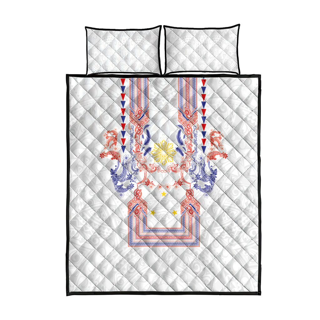 Philippines Barong Style Quilt Bed Set Polynesian Kakau Art Tattoos with Tribal Filipino Sun