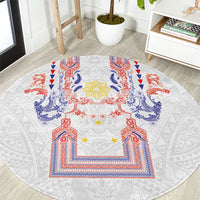 Philippines Barong Style Round Carpet Polynesian Kakau Art Tattoos with Tribal Filipino Sun