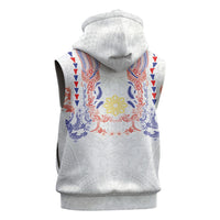 Philippines Barong Style Sleeveless Hoodie Polynesian Kakau Art Tattoos with Tribal Filipino Sun LT03 - Polynesian Pride