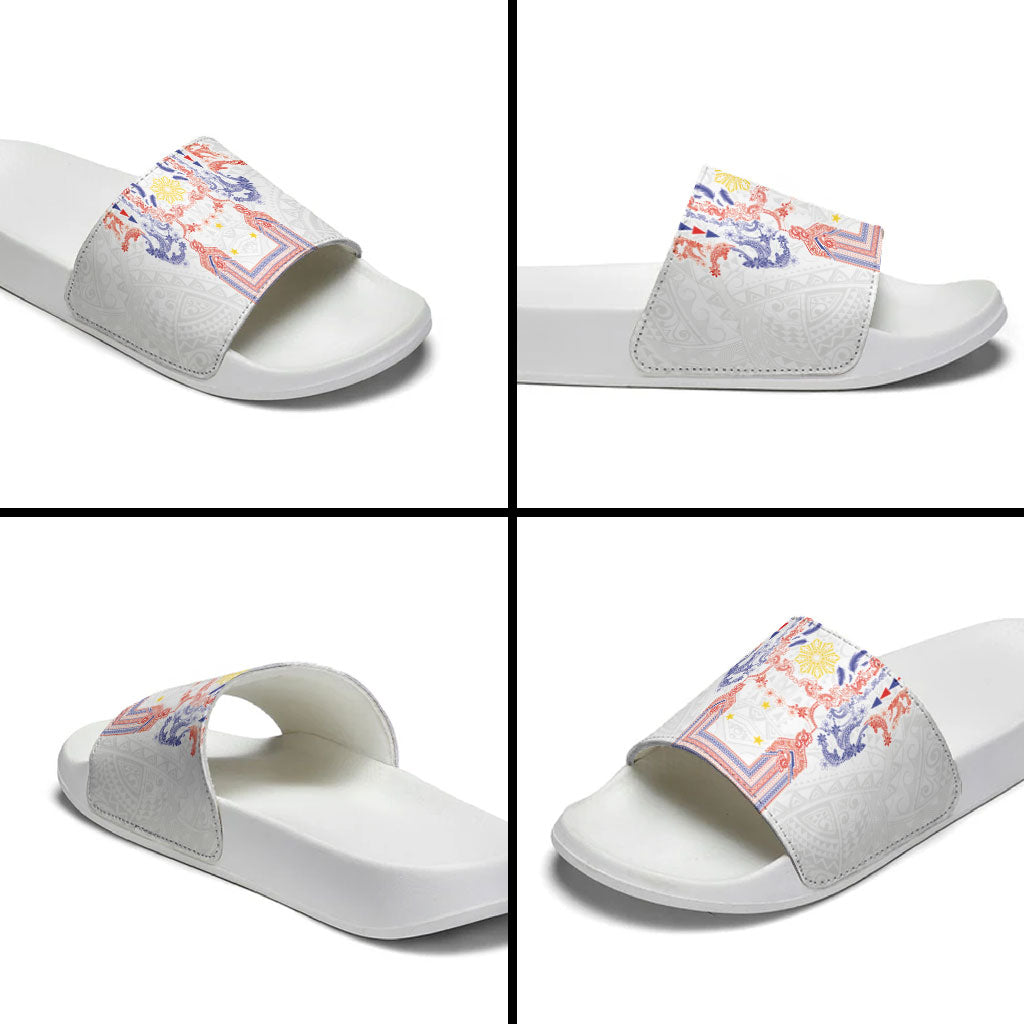 Philippines Barong Style Slide Sandals Polynesian Kakau Art Tattoos with Tribal Filipino Sun