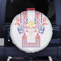 Philippines Barong Style Spare Tire Cover Polynesian Kakau Art Tattoos with Tribal Filipino Sun LT03 No hole White - Polynesian Pride