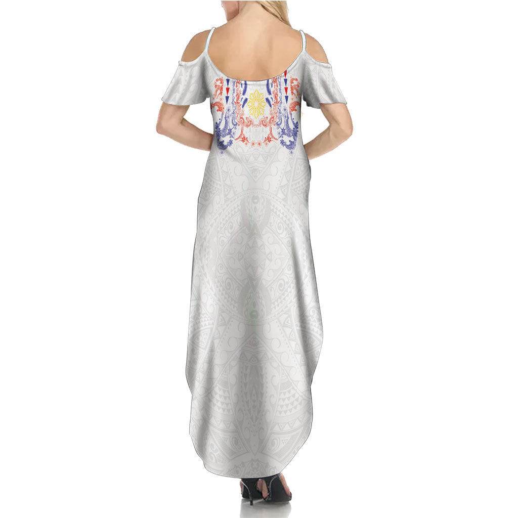 Philippines Barong Style Summer Maxi Dress Polynesian Kakau Art Tattoos with Tribal Filipino Sun LT03 - Polynesian Pride