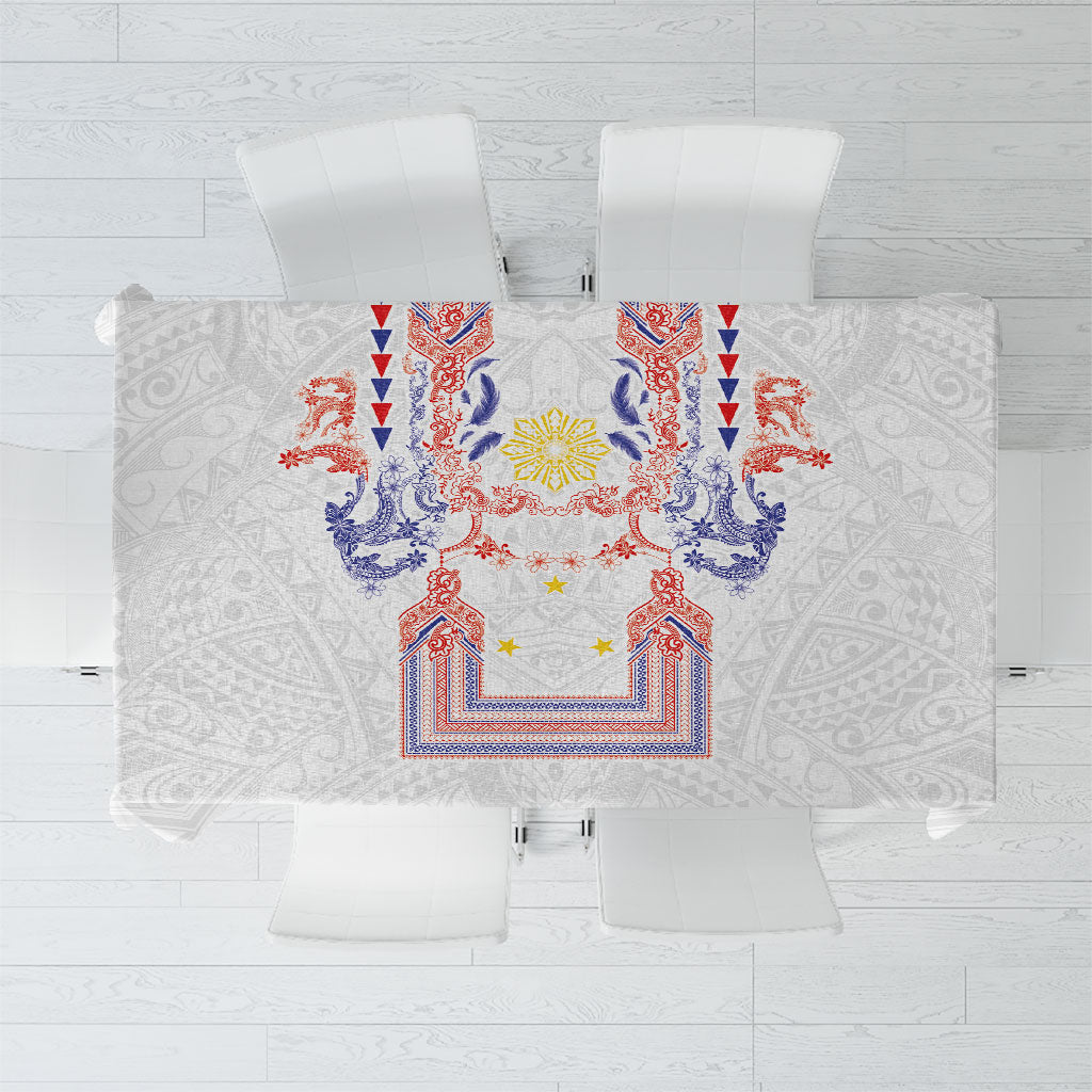 Philippines Barong Style Tablecloth Polynesian Kakau Art Tattoos with Tribal Filipino Sun