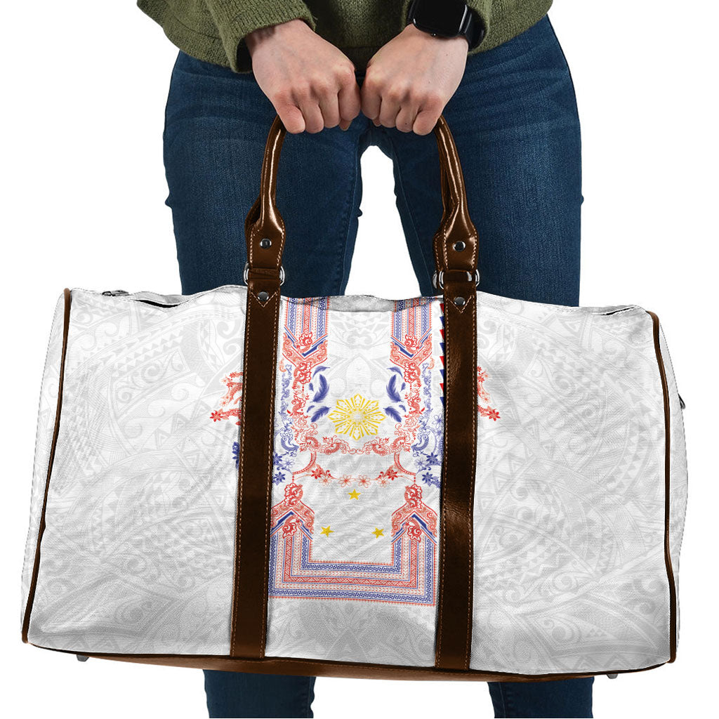 Philippines Barong Style Travel Bag Polynesian Kakau Art Tattoos with Tribal Filipino Sun LT03 White - Polynesian Pride