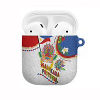 Philippines MassKara Festival AirPods Case Smile Masks with Hawaiian Art Pattern and Tropical Plants