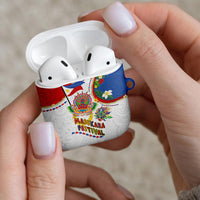 Philippines MassKara Festival AirPods Case Smile Masks with Hawaiian Art Pattern and Tropical Plants