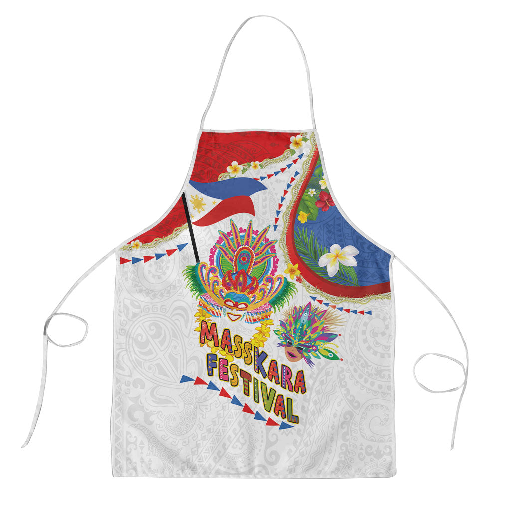 Philippines MassKara Festival Apron Smile Masks with Hawaiian Art Pattern and Tropical Plants