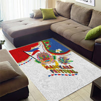 Philippines MassKara Festival Area Rug Smile Masks with Hawaiian Art Pattern and Tropical Plants
