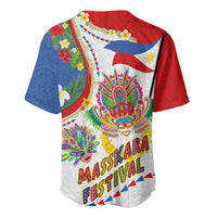 Philippines MassKara Festival Baseball Jersey Smile Masks with Hawaiian Art Pattern and Tropical Plants