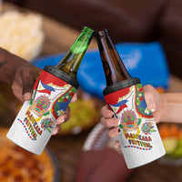 Philippines MassKara Festival 4 in 1 Can Cooler Tumbler Smile Masks with Hawaiian Art Pattern and Tropical Plants