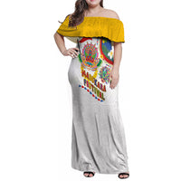 Philippines MassKara Festival Family Matching Off Shoulder Maxi Dress and Hawaiian Shirt Smile Masks with Hawaiian Art Pattern and Tropical Plants LT03 Mom's Dress Multicolor - Polynesian Pride