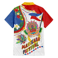 Philippines MassKara Festival Hawaiian Shirt Smile Masks with Hawaiian Art Pattern and Tropical Plants
