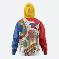Philippines MassKara Festival Hoodie Smile Masks with Hawaiian Art Pattern and Tropical Plants