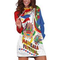 Philippines MassKara Festival Hoodie Dress Smile Masks with Hawaiian Art Pattern and Tropical Plants LT03 Multicolor - Polynesian Pride