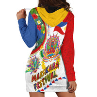 Philippines MassKara Festival Hoodie Dress Smile Masks with Hawaiian Art Pattern and Tropical Plants LT03 - Polynesian Pride
