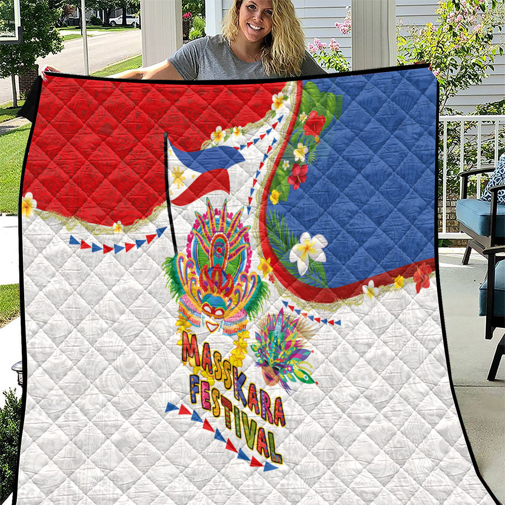 Philippines MassKara Festival Quilt Smile Masks with Hawaiian Art Pattern and Tropical Plants