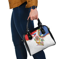 Philippines MassKara Festival Shoulder Handbag Smile Masks with Hawaiian Art Pattern and Tropical Plants