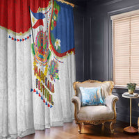 Philippines MassKara Festival Window Curtain Smile Masks with Hawaiian Art Pattern and Tropical Plants