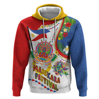Philippines MassKara Festival Zip Hoodie Smile Masks with Hawaiian Art Pattern and Tropical Plants