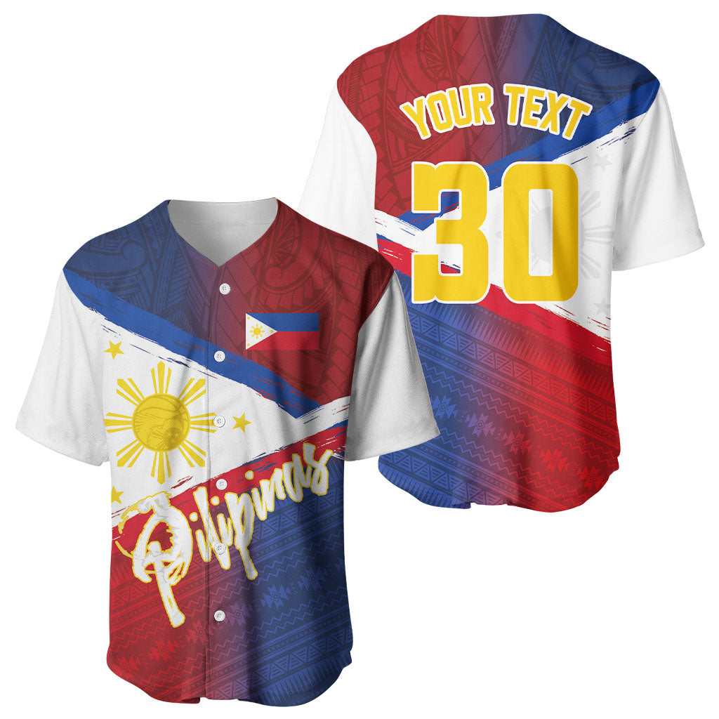 Philippines Basketball Custom Baseball Jersey Pilipinas Tribal Pattern