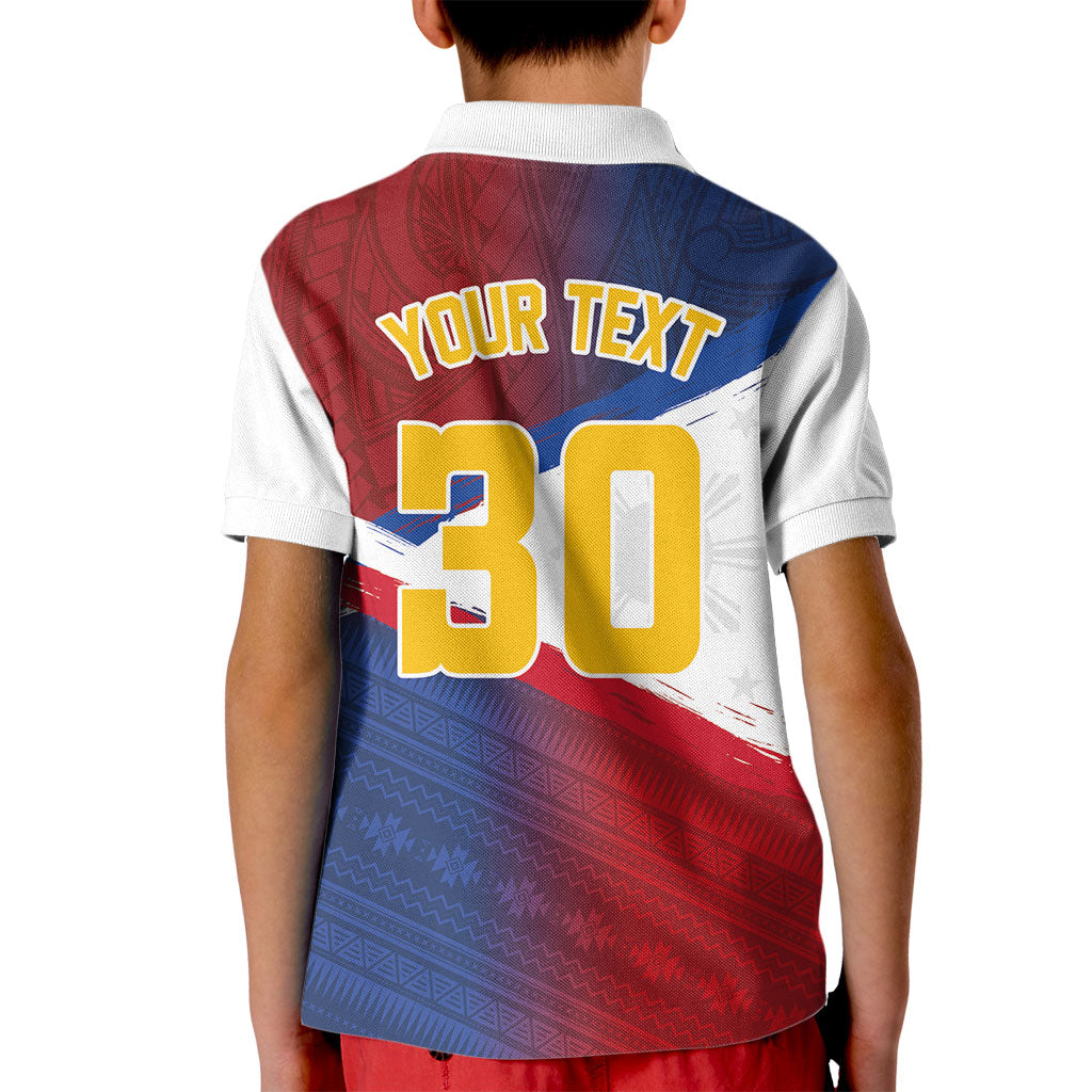 Philippines Basketball Custom Kid Polo Shirt Pilipinas Tribal Pattern