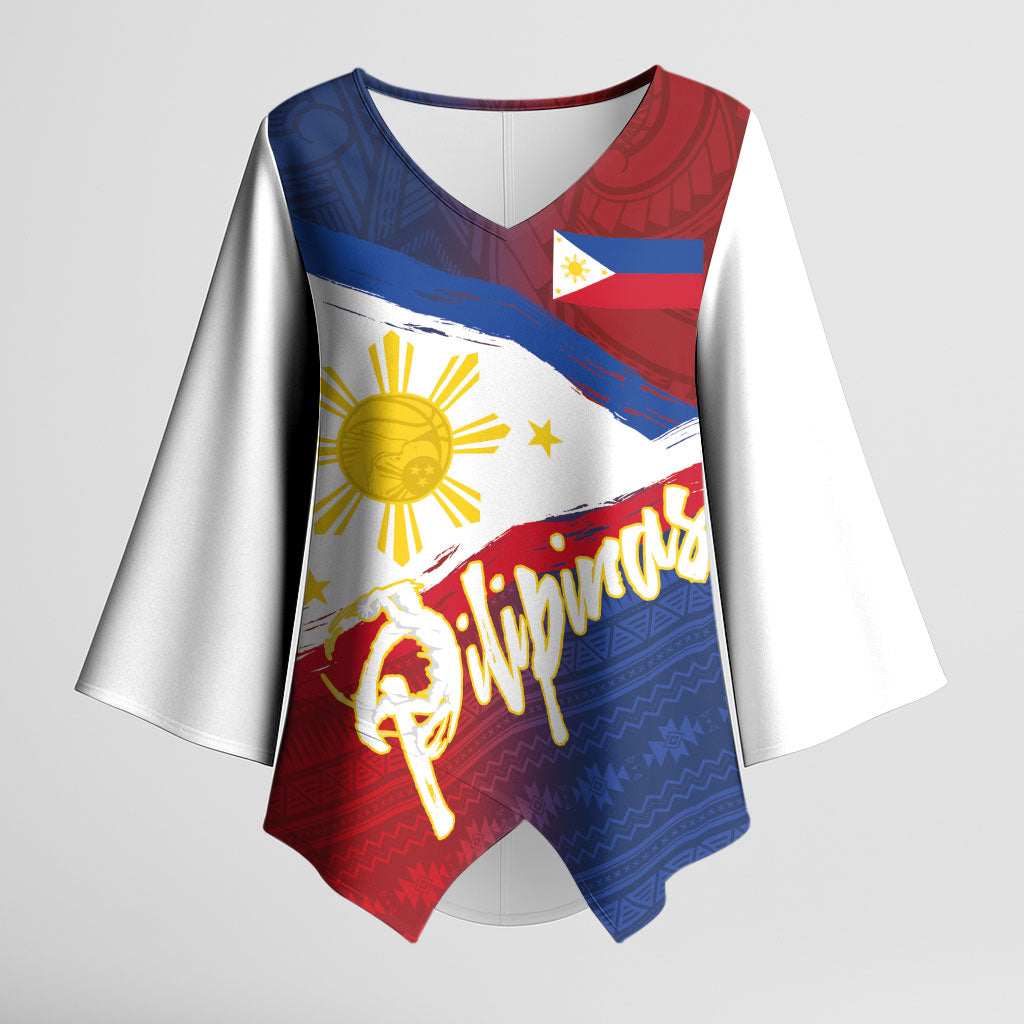 Philippines Basketball Custom Kimono Sleeve Blouse Pilipinas Tribal Pattern LT03 Female Multicolor - Polynesian Pride