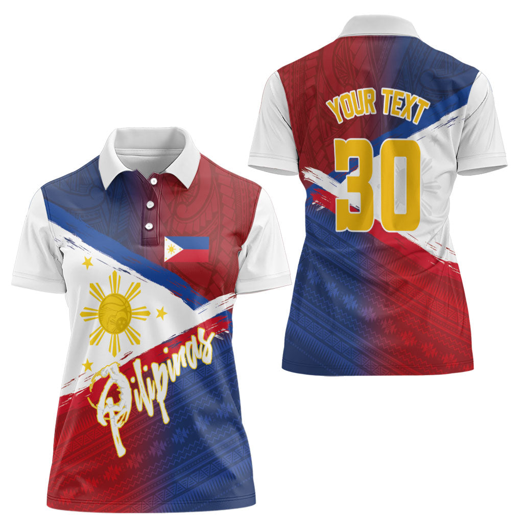 Philippines Basketball Custom Women Polo Shirt Pilipinas Tribal Pattern