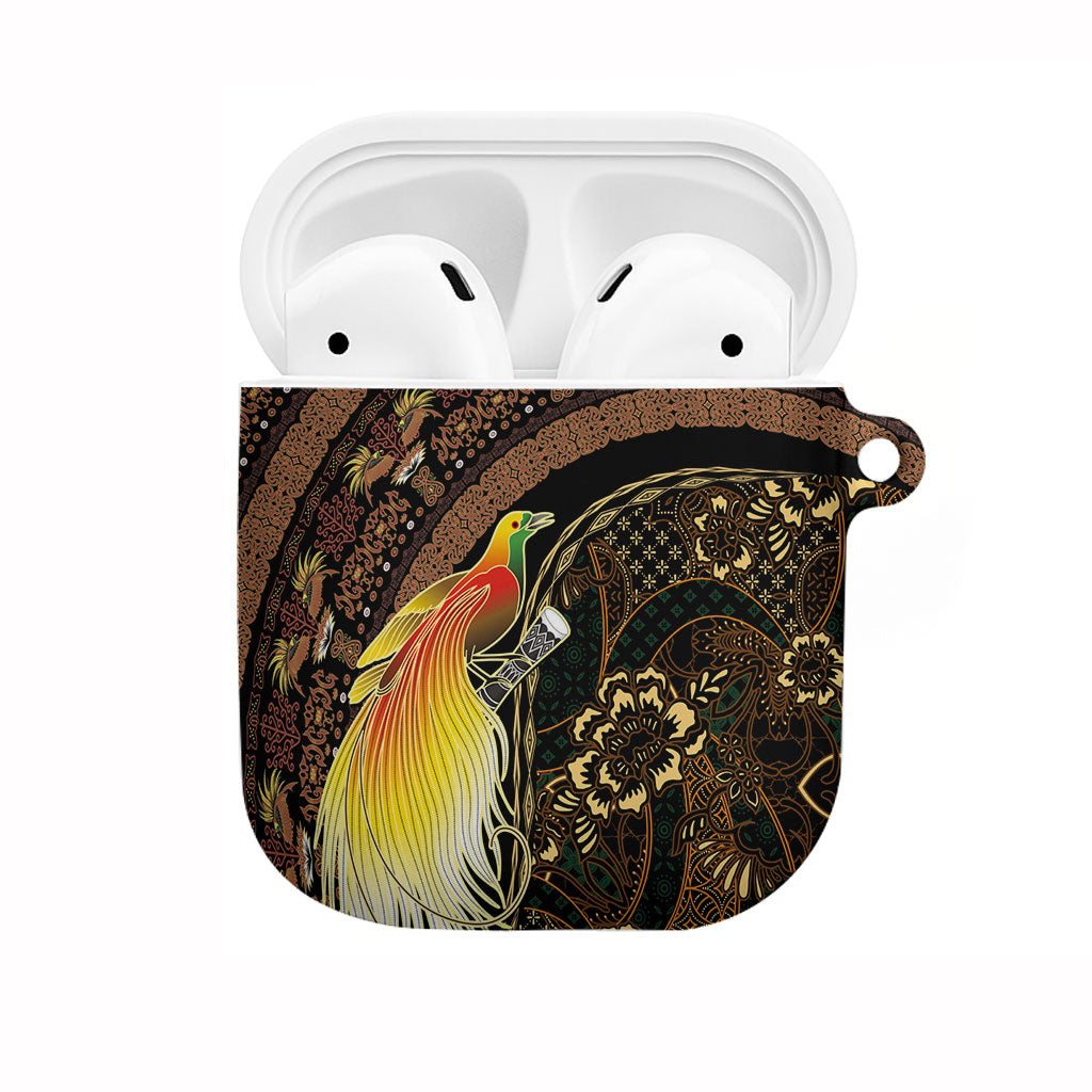 Papua New Guinea and Indonesia Batik AirPods Case Bird of Paradise with Tribal Batik Patterns