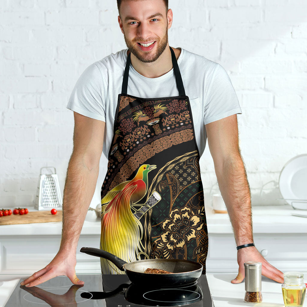 Papua New Guinea and Indonesia Batik Apron Bird of Paradise with Tribal Batik Patterns