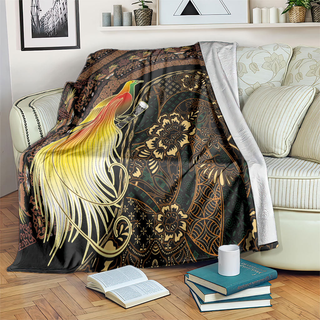 Papua New Guinea and Indonesia Batik Blanket Bird of Paradise with Tribal Batik Patterns