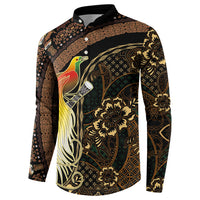 Papua New Guinea and Indonesia Batik Button Sweatshirt Bird of Paradise with Tribal Batik Patterns