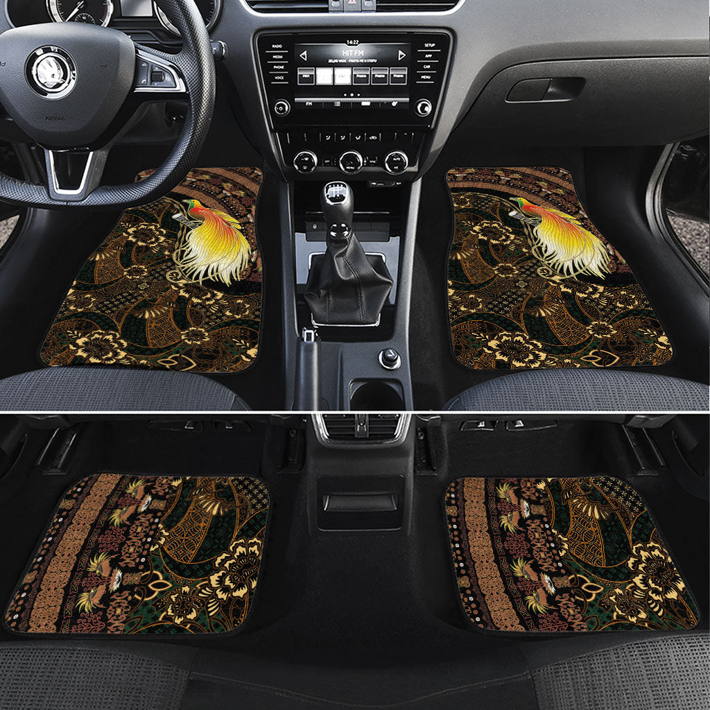 Papua New Guinea and Indonesia Batik Car Mats Bird of Paradise with Tribal Batik Patterns