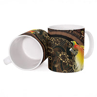 Papua New Guinea and Indonesia Batik Ceramic Mug Bird of Paradise with Tribal Batik Patterns
