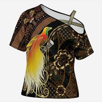 Papua New Guinea and Indonesia Batik Cross Shoulder Shirt Bird of Paradise with Tribal Batik Patterns