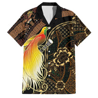 Papua New Guinea and Indonesia Batik Family Matching Long Sleeve Bodycon Dress and Hawaiian Shirt Bird of Paradise with Tribal Batik Patterns LT03 Dad's Shirt - Short Sleeve Multicolor - Polynesian Pride